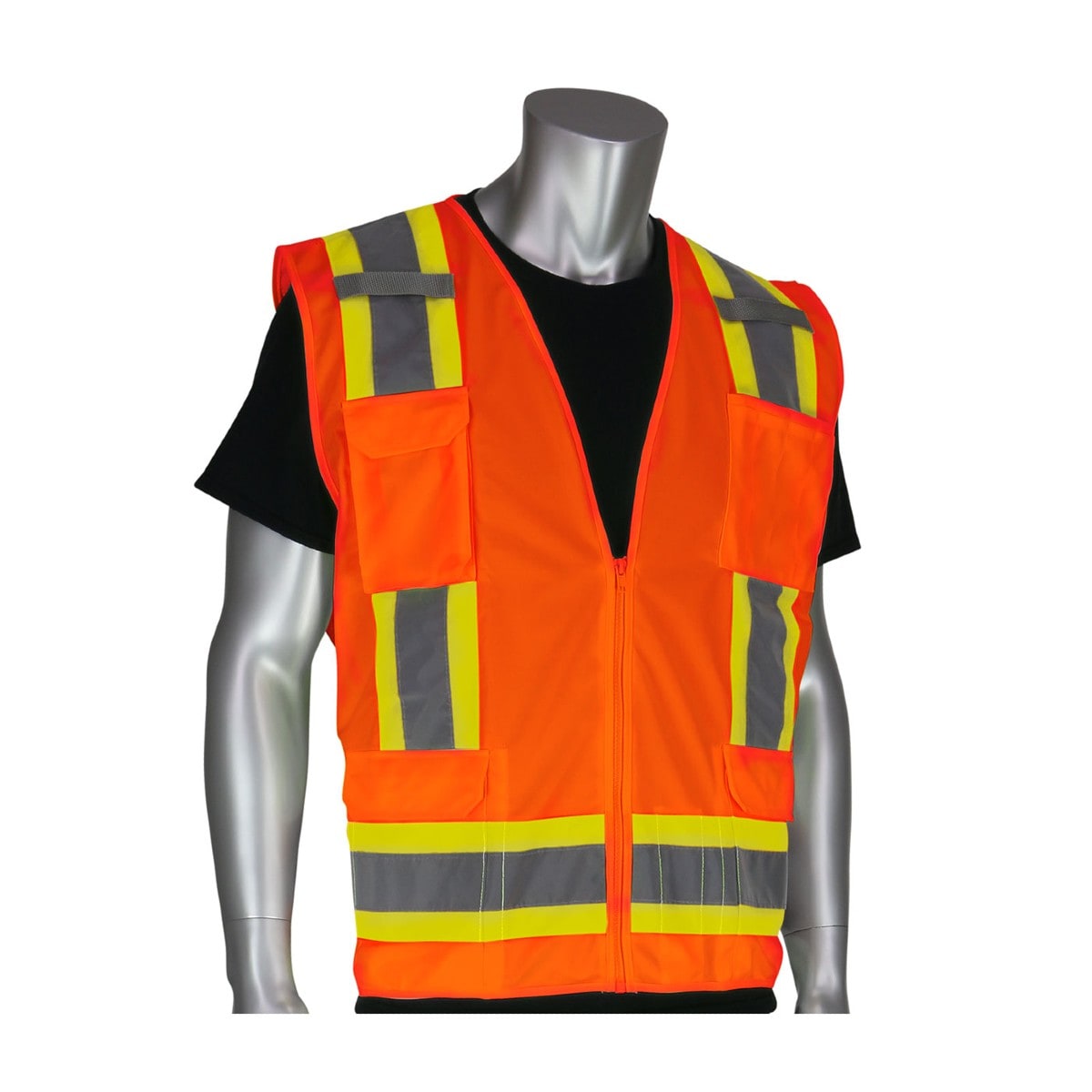 PIP Two-Tone Class 2 Surveyors Vest in Hi-Vis Orange
